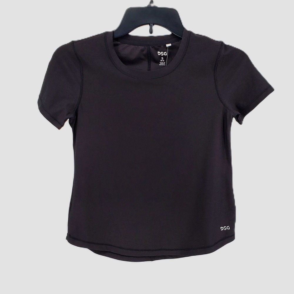DSG Girls Size S 8-9 Movement Tee Pure Black Short Sleeve Athletic Shirt New - Picture 1 of 9